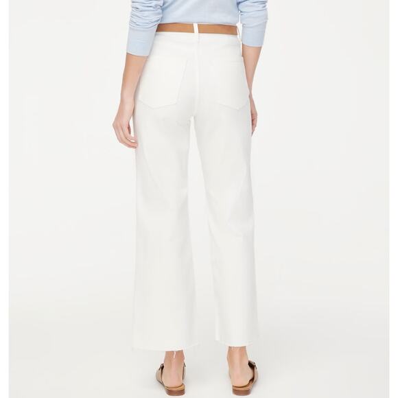 J.Crew Wide-Leg Cropped Jean WMNS 35 White Denim Hi-Rise All-Day Stretch Raw Hem - Picture 2 of 8
